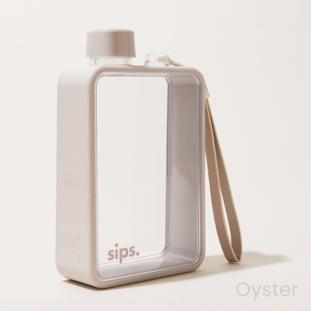 Sips Water Bottle in Oyster Grey.