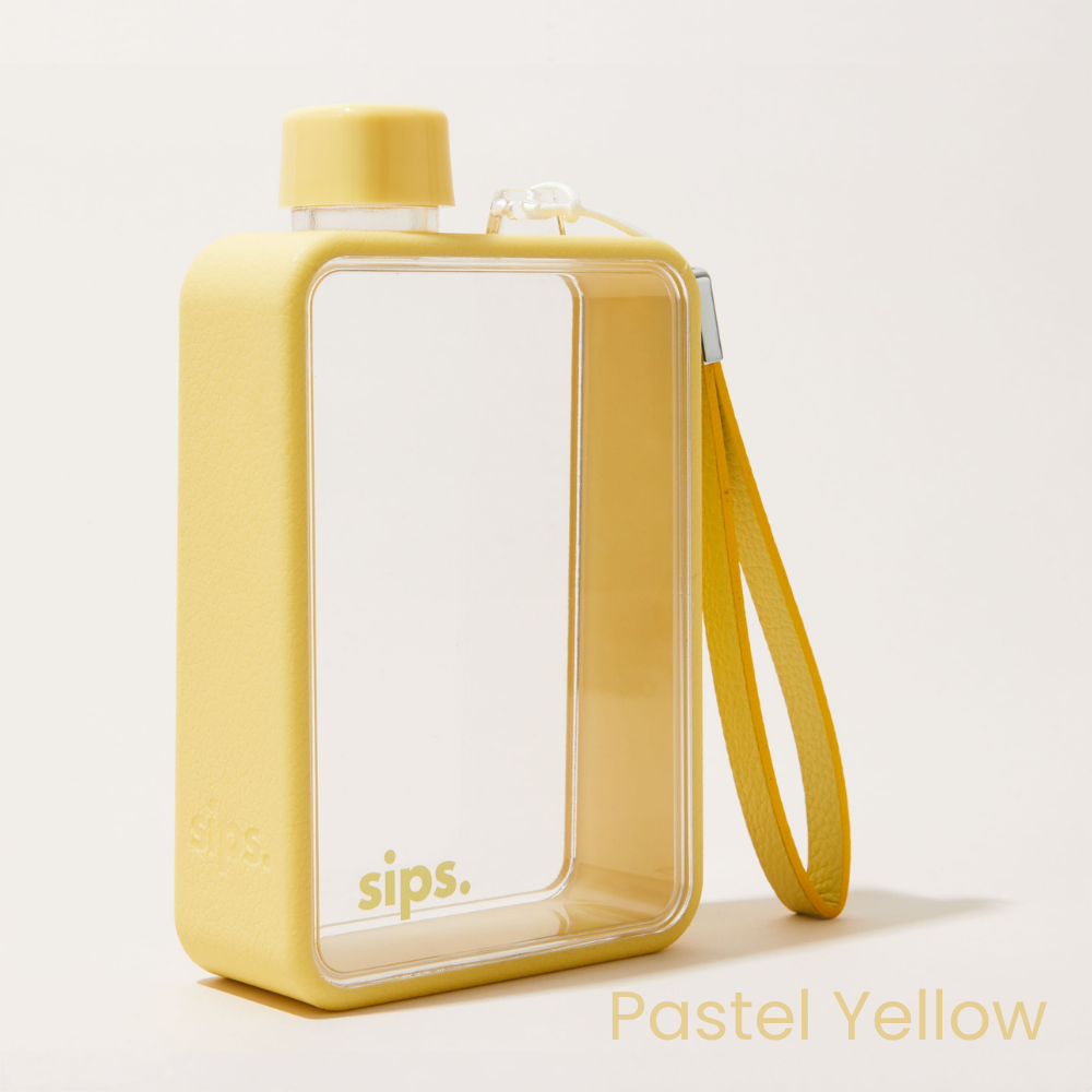 Sips Water Bottle in Pastel Yellow (pale yellow). The perfect water bottle for commuters.